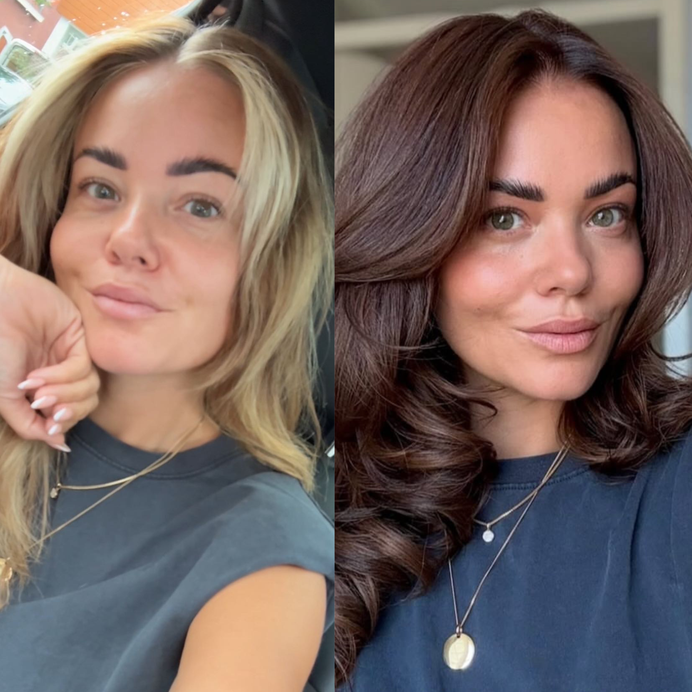 Voor en na: van koel blond naar warm chocoladebruin haar
